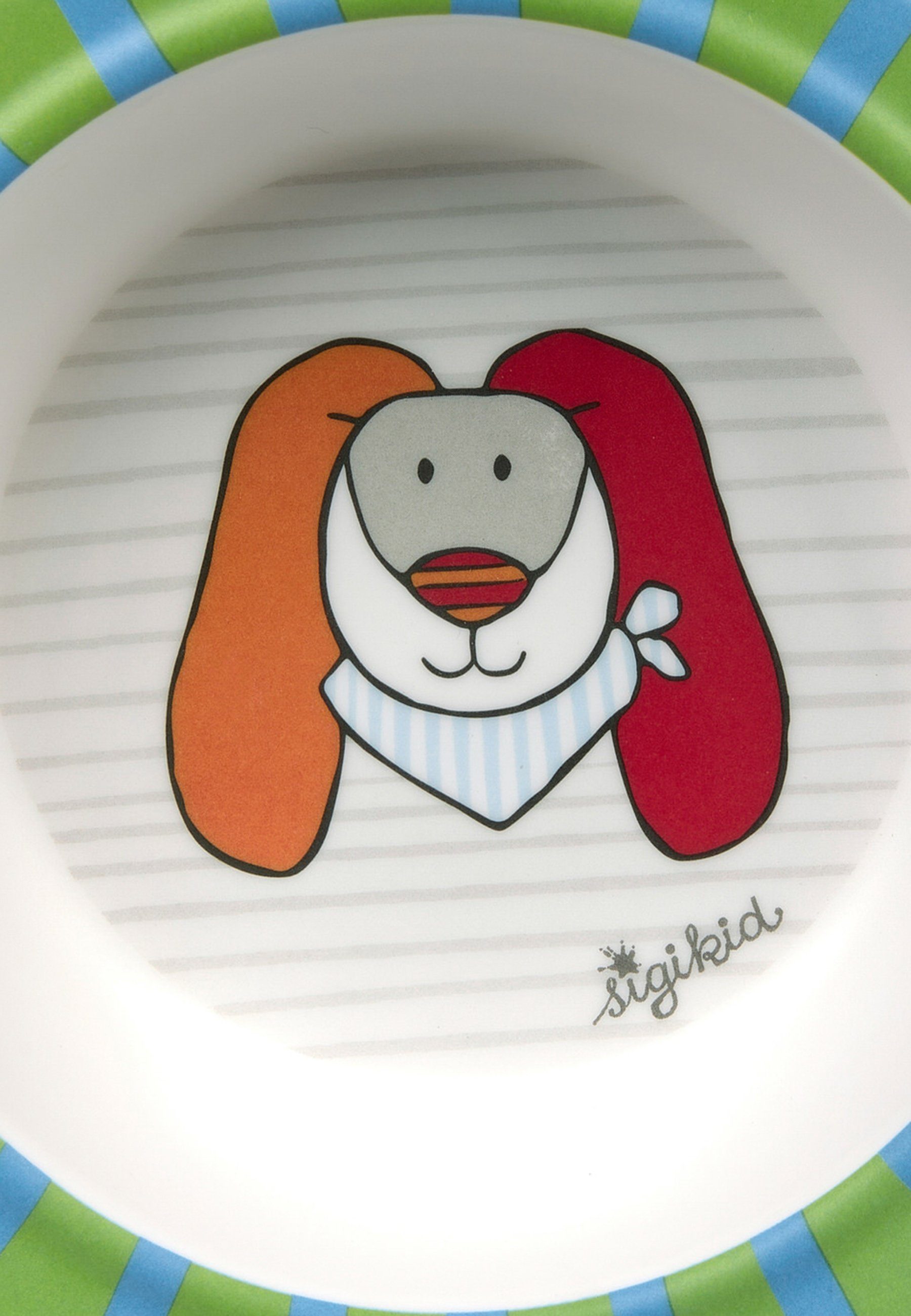 Sigikid Kindergeschirr-Set Kindergeschirr Schüssel Hase RingelDingel rPET (5-tlg), 100% rPET, Silikonring im Boden