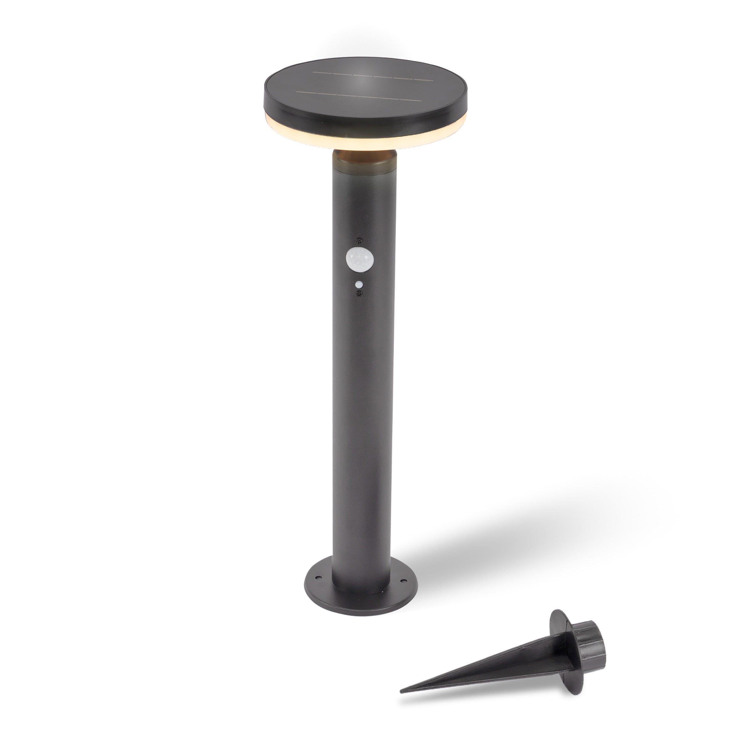 esotec LED Gartenleuchte Solar PIR Standleuchte Ribolla H=45cm 3 Modi 3000K Edelstahl 102771, 3 unterschiedliche Betriebsmodi einstellbar, automatisches Einschalten bei Dämmerung, LED fest integriert, warmweiß