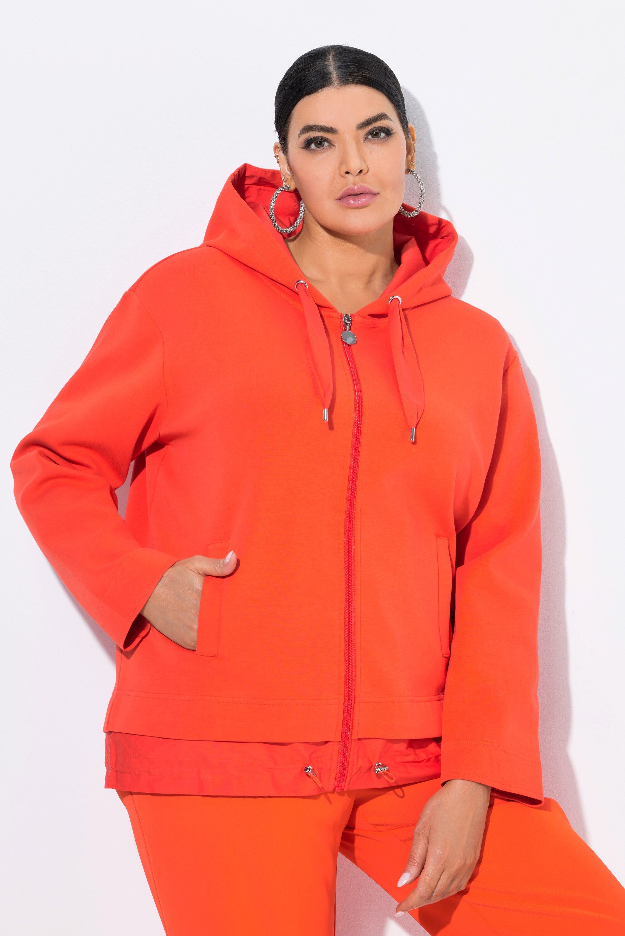Ulla Popken Sommerjacke Kapuzenjacke Bindeband doppelter Saum günstig online kaufen