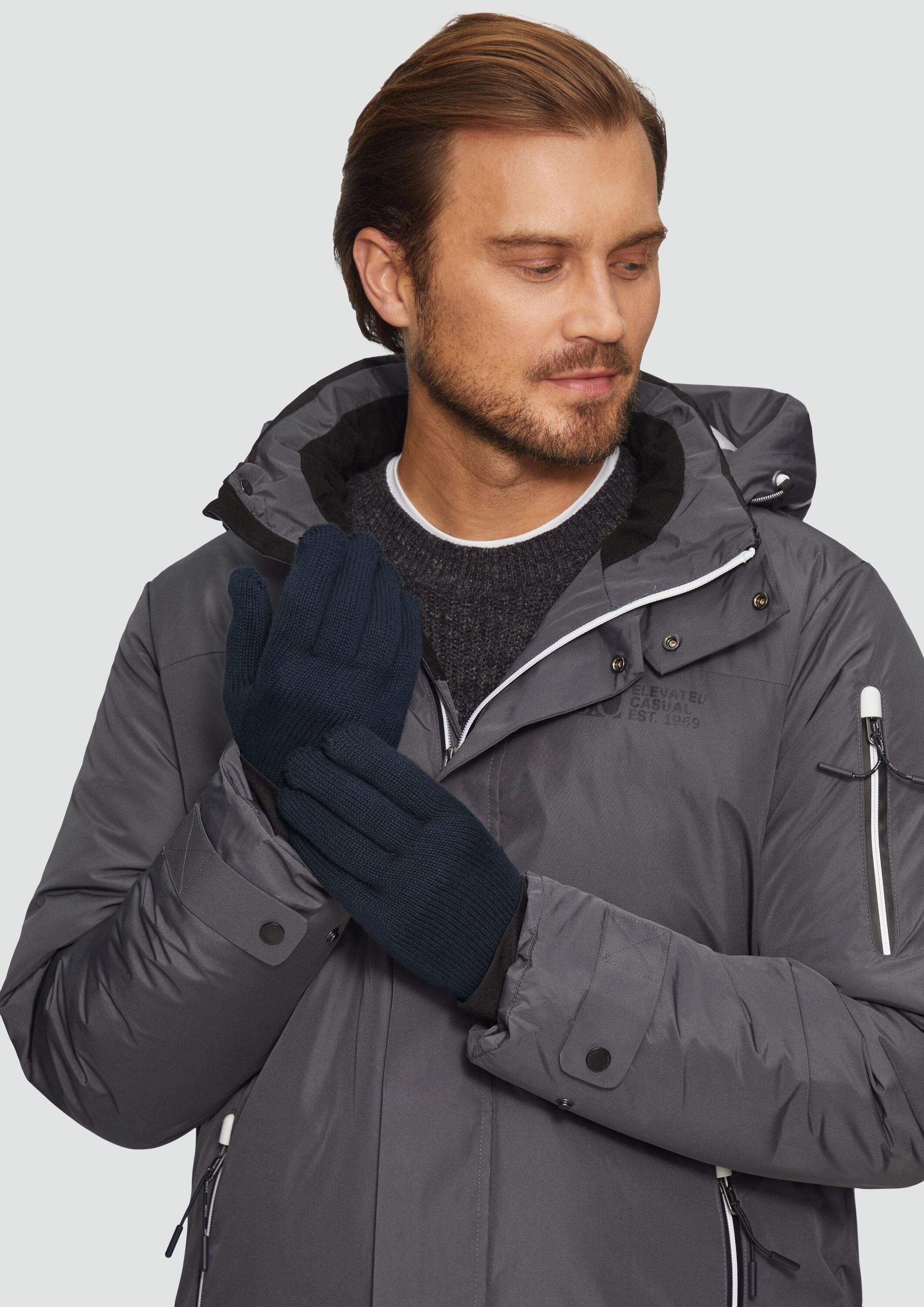 s.Oliver Strickhandschuhe Handschuhe Handschuhe aus Baumwollstrick mit Touchscreen Funktion