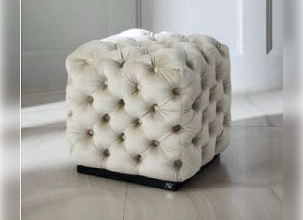 Xlmoebel Hocker Chesterfield Hocker aus weißem Polyester-Stoff für Wohnzimmer (1 St., Hocker), Hergestellt in Europa