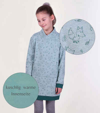 coolismo Sweatkleid Sweatshirt Kleid Thermo coole Mädchen niedlicher Fuchs-Motiv-Print Made in Europa