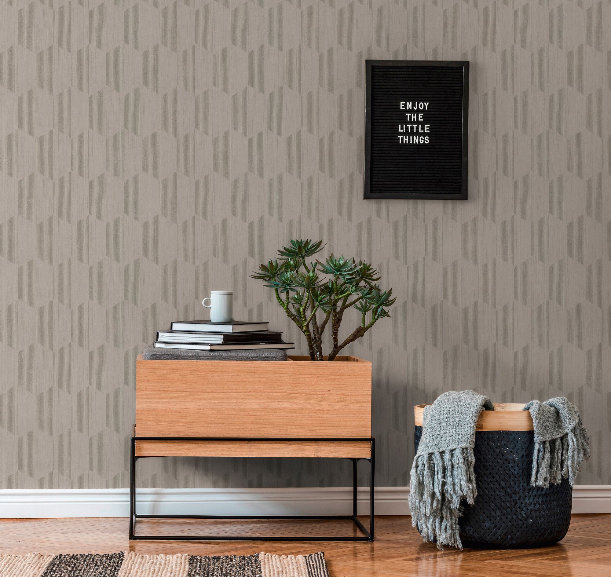 A.S. Création Vliestapete Geo Effect, leicht strukturiert, 3D-Optik, metallic, geometrisch, Geometrische Tapete 3D Effekt Tapeten Wohnzimmer Schlafzimmer Küche