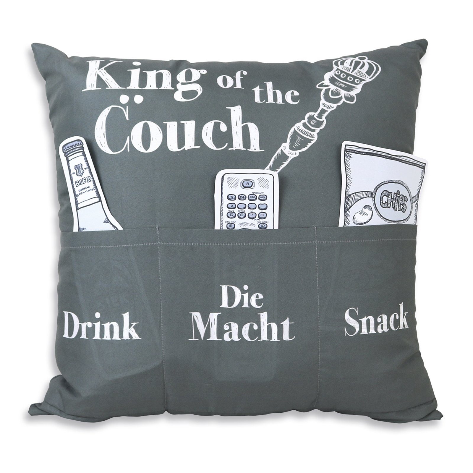 HTI-Living Dekokissen Männerkissen mit Taschen King of the Couch