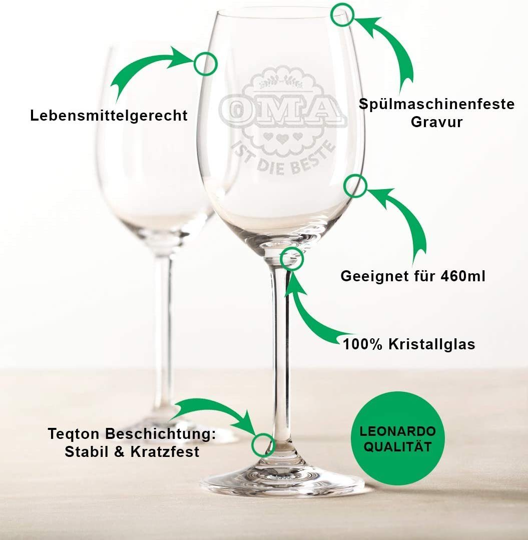 GRAVURZEILE Rotweinglas Leonardo Weinglas mit Gravur - Oma ist die Beste, Glas, graviertes Geschenk für Oma