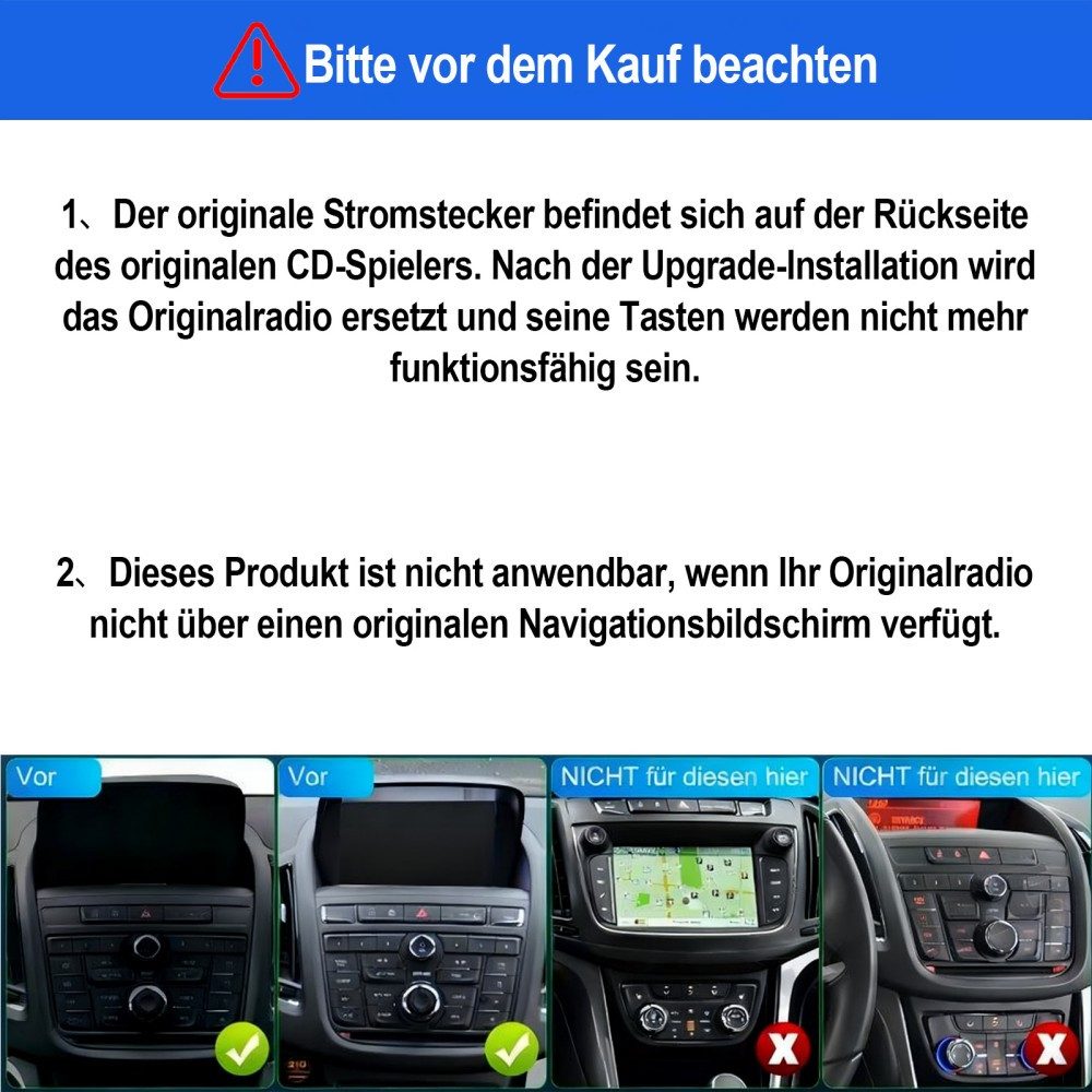 ESSGOO Für Opel Zafira Tourer C 2011-2016 8-kern 6+128G 4G WIFI Carplay Autoradio (Digitalradio (DAB), RDS, FM, AM, Apple Carplay Android Auto GPS Navi WIFI BT SWC EQ)