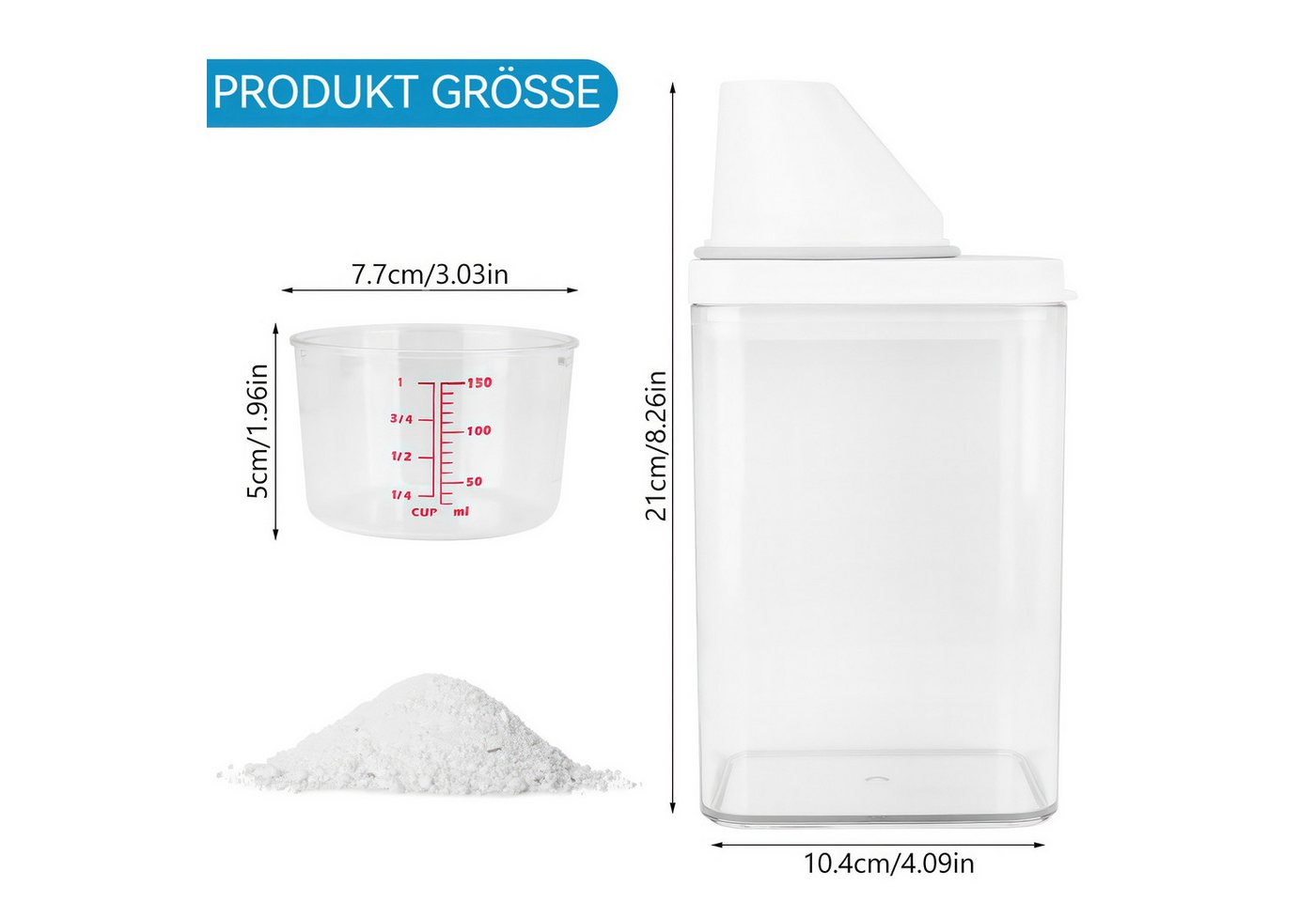 Thumbnail - BlingBin Aufbewahrungsbox 1100 ml Waschmittel-Vorratsdose, graduierte Vorratsdose (1 Set, 1 St., 21*10.5 CM), Multifunkt...