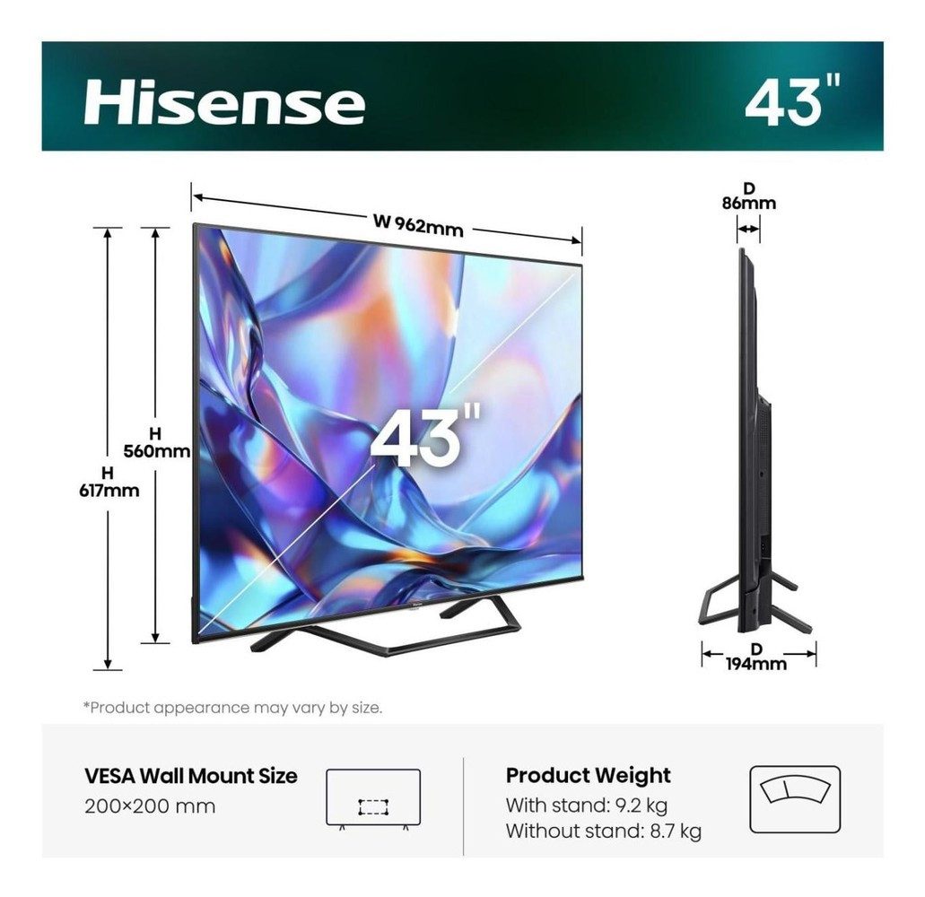 Hisense 43A79S QLED-Fernseher (43 Zoll, 4K Ultra HD)