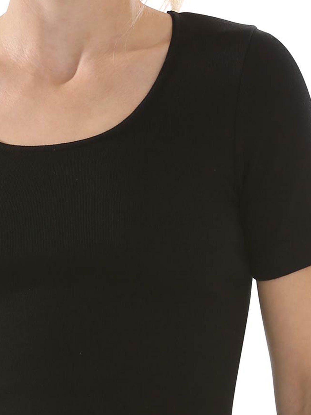 Damen Vegan Baumwoll 4er Unterhemd Pack schwarz Shirt (Spar-Set, 4-St) COMAZO