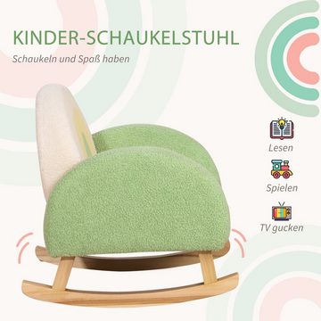 HOMCOM Sessel Schaukelstuhl für Kleinkinder Niedliches Design, Schaffell-Imitat Grün (Set, 1-St., Kindercouch für Kinder ab 1,5-3 Jahre), 50B x 45T x 44H cm