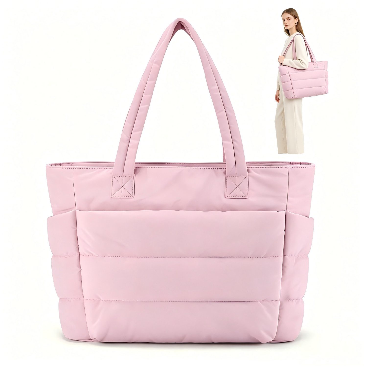 ibettertec Schultertasche Shopper Damen Shopper Klassisch Damen Tote Bag, 20L Arbeitstasche, leichte Handtaschen für Arbeit, Reisen, Einkaufen, Schule