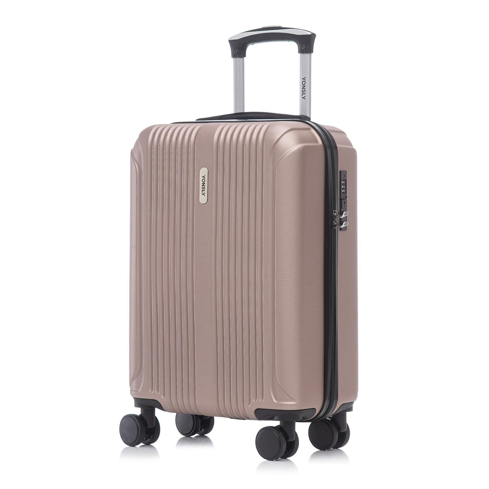 yonsly Koffer Hartschalenreisekoffer Trolley mit Zahlenschloss, Rollkoffer, 4 Rollen, Wasserabweisend Stoßfest Robust