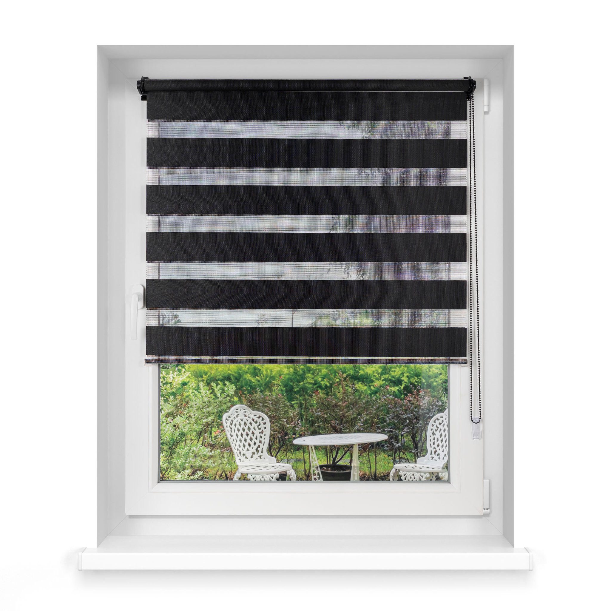 Doppelrollo Klemmfix Doppelrollo / Duo Rollo, 45 x 150 cm, schwarz, Victoria M., blickdicht, ohne Bohren, freihängend, Klemmfix