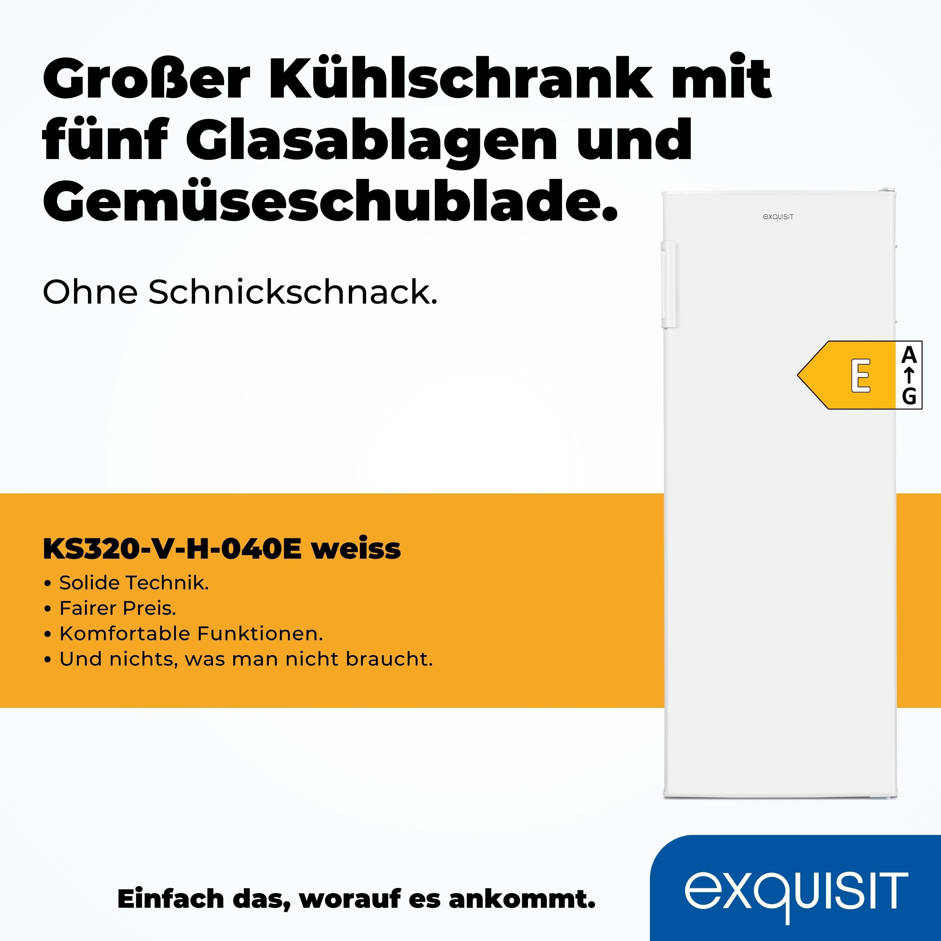 exquisit Kühlschrank KS320-V-H-040E weiss, 142,6 cm hoch, 54,4 cm breit, Großzügiger Kühlraum für mehr Frische und beste Übersicht
