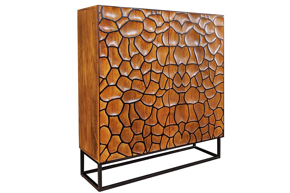 riess-ambiente Highboard VULCANO 120cm braun / schwarz (Einzelartikel, 1 St), Massivholz · Metall · Anrichte · Kommode · 3D-Front · Modern Design