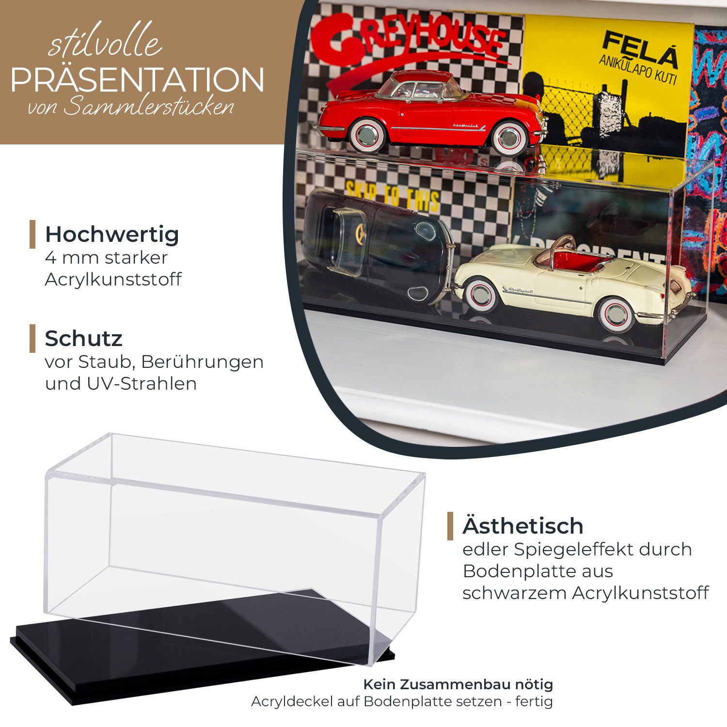 HMF Vitrine elegante Acryl Vitrine, Ausstellungskasten für Sammelstücke Sch günstig online kaufen