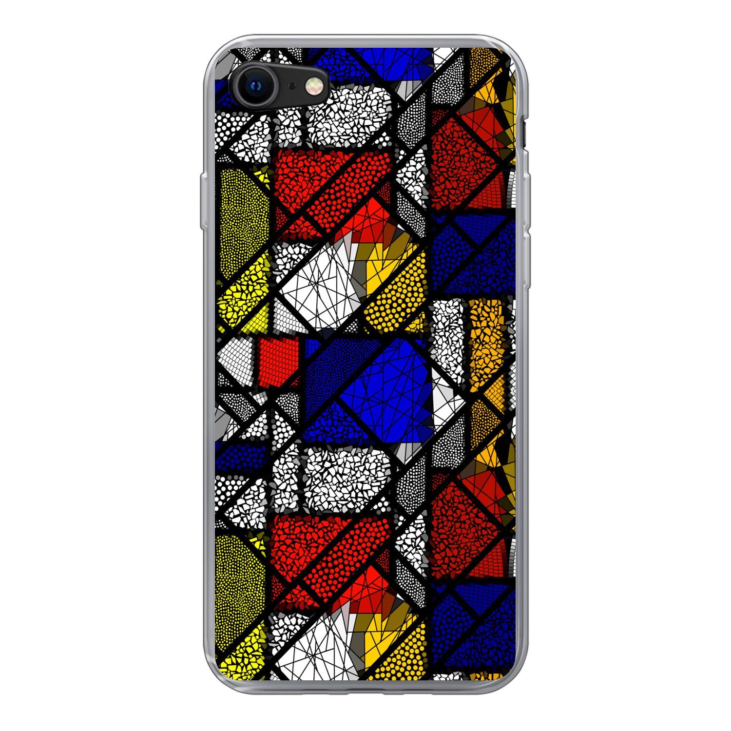 MuchoWow Handyhülle für Apple iPhone 8 Mondrian - Glasmalerei - Alte Meister - Kunstwerk -, Smartphone-Bumper, Print, Handy Schutzhülle Dünn