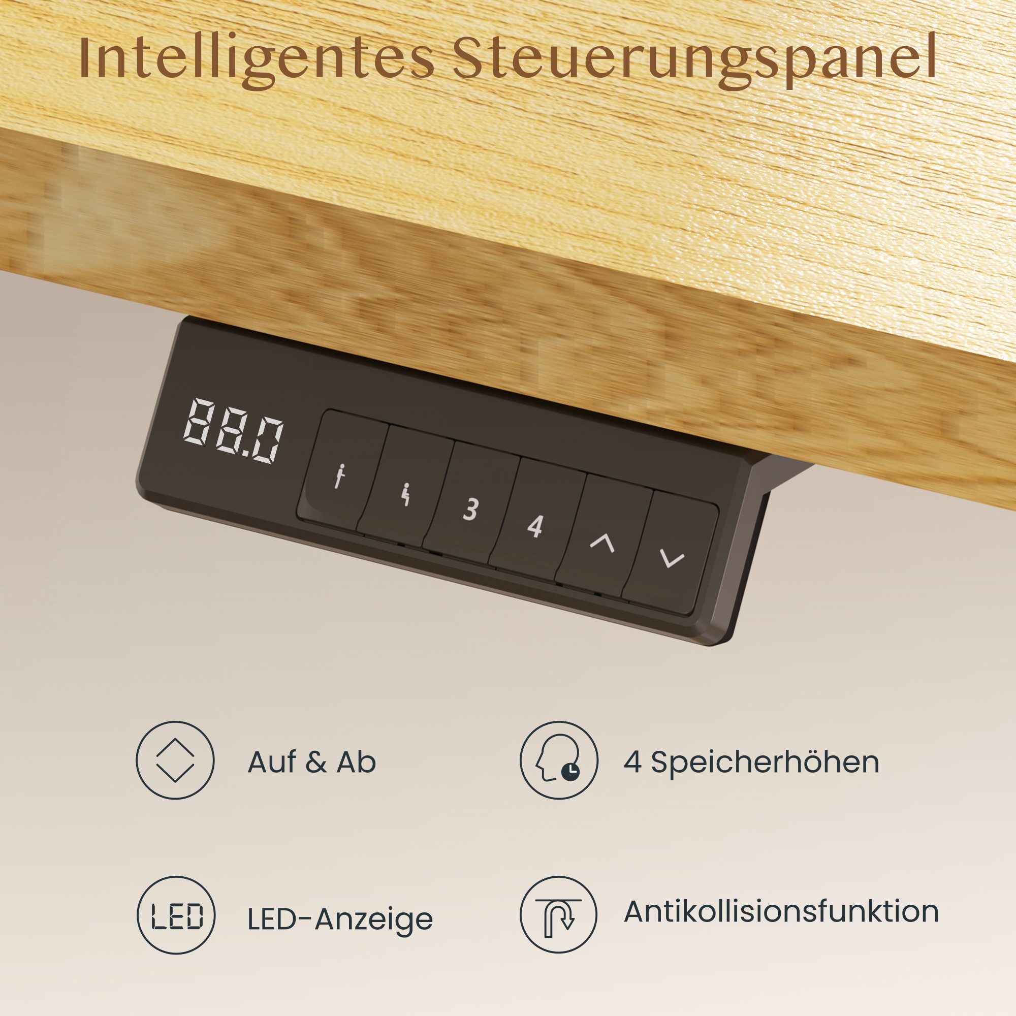 FLEXISPOT Schreibtisch Sitz-Steh-Tisch mit Memory-Funktionen (110X54/140X70/ 160X70/ 180X80/ 200X80 CM), Dual-Motor, 4 Speicherplätze, Anti-Kollisionssystem