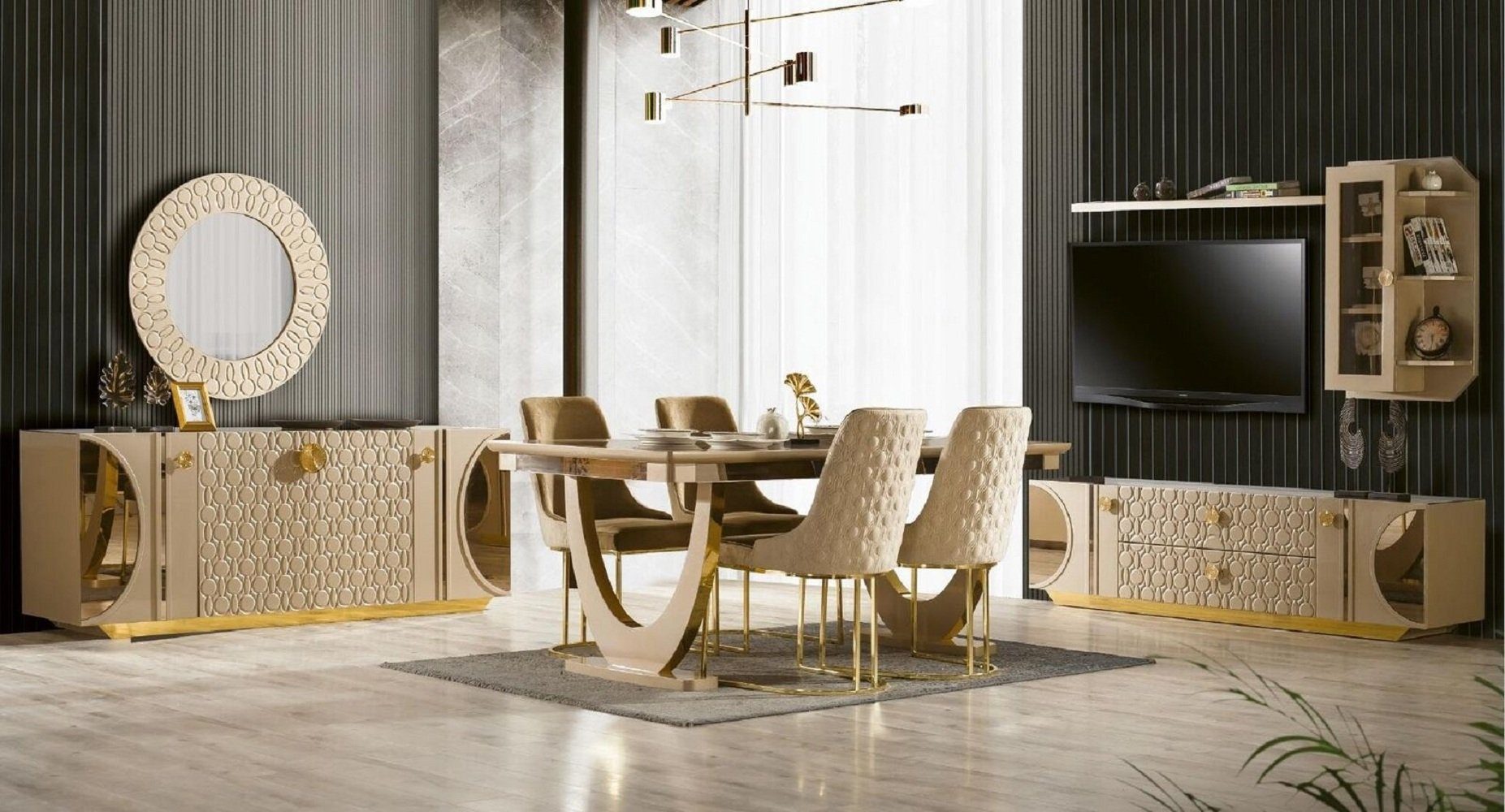 Design St), Esszimmer Stuhl JVmoebel Made Stil Beiger Moderner Edelstahl in Einsitzer Europa Esszimmerstuhl Sessel (1