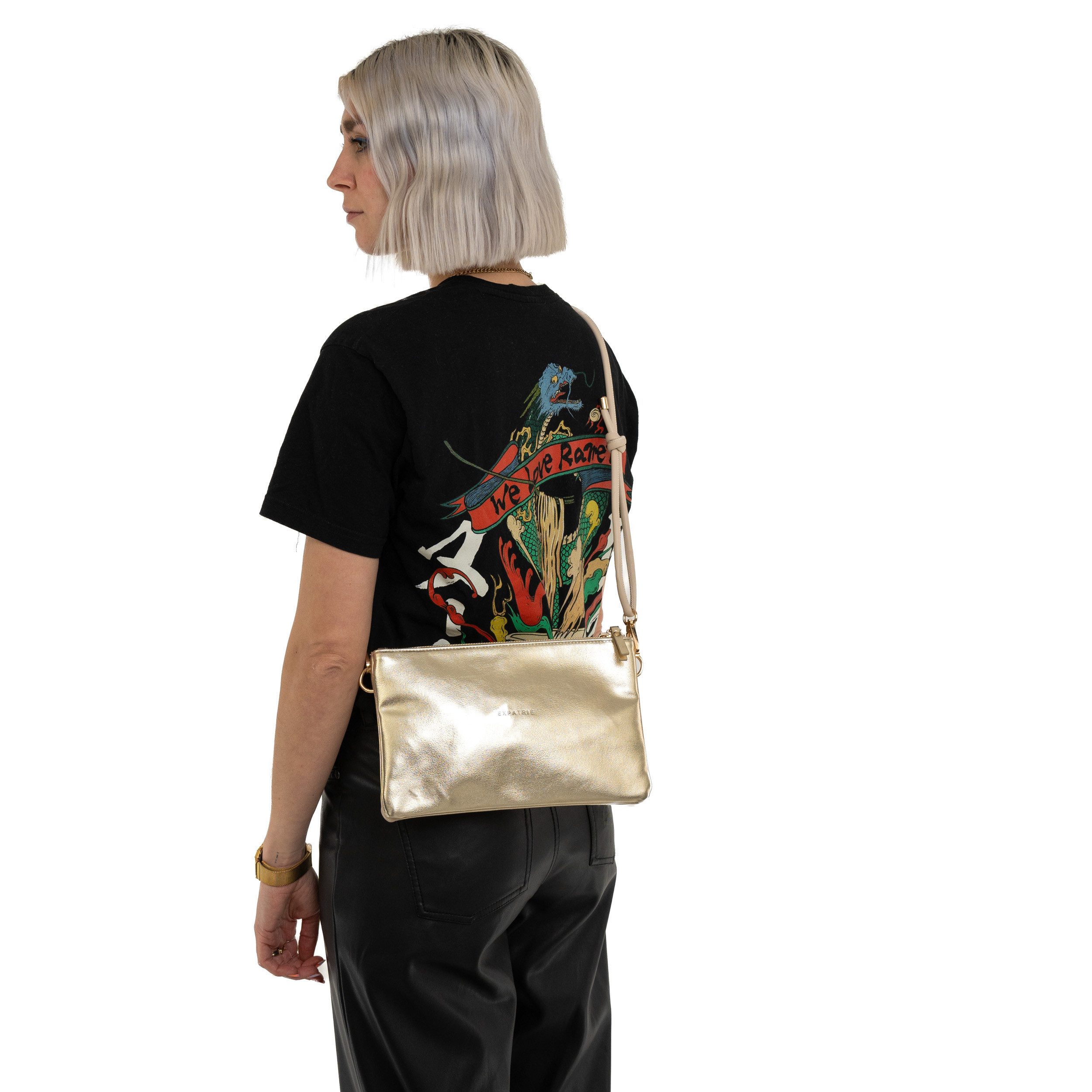 Expatrié Umhängetasche Emilie Tasche Damen, Zweifarbige 2-in-1 Umhängetasche und Clutch