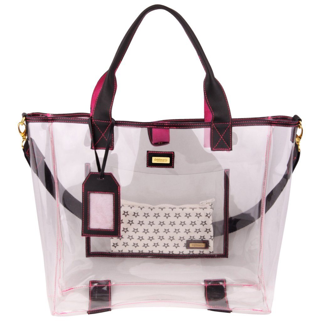 goldmarie Shopper »Tasche transparent Design mit Lederhenkel, schwarz  pink«, durchsichtig online kaufen | OTTO