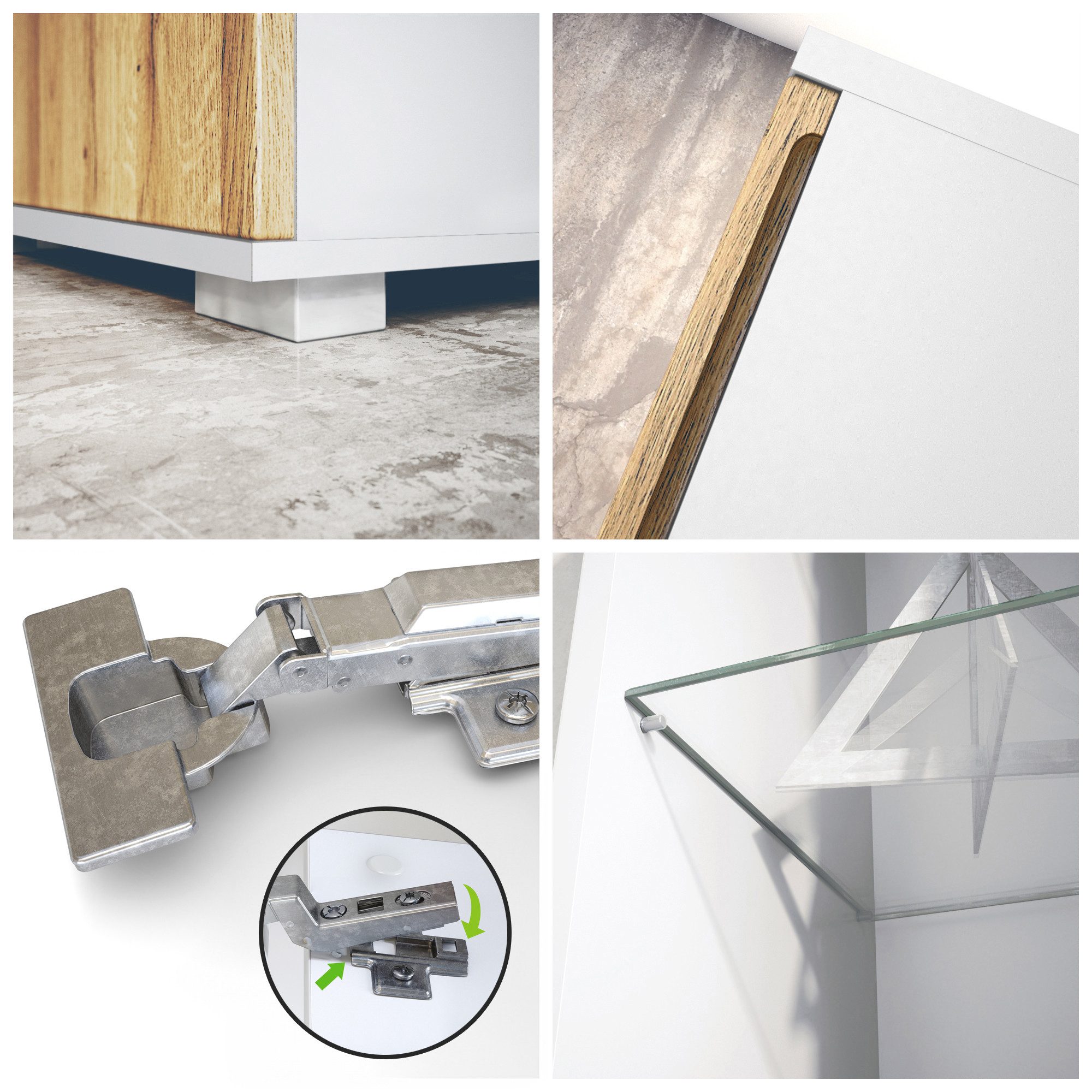 Vladon Standvitrine Davos (Standvitrine, mit 3 Glasböden und 8 Fächer) Weiß matt/Sandgrau Hochglanz (71,5 x 134 x 35 cm)