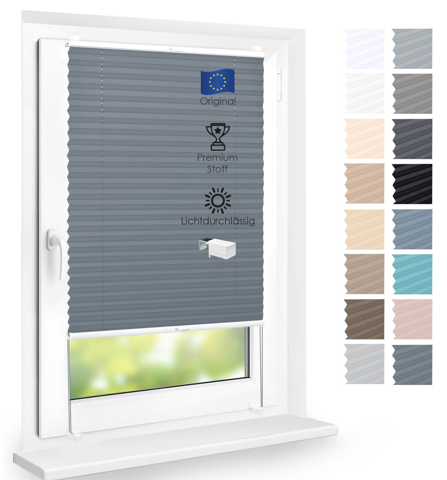 DomDeco Plissee Premium Plissee ohne Bohren, Sichtschutz, lichtdurchlässig, blickdicht, Klemmfix, Klemmfix, UV-beständig, modernes Design, stufenlos