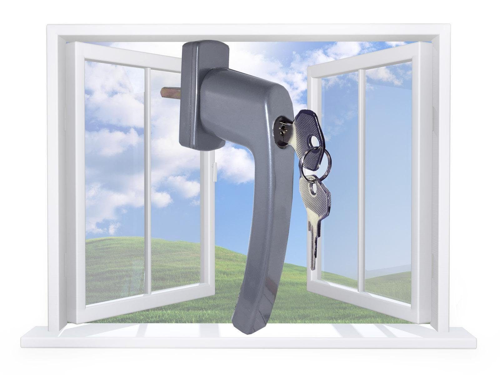 SDH Fenstergriff Fenstergriff abschließbar Kindersicherung Fenster SILBER, günstig online kaufen