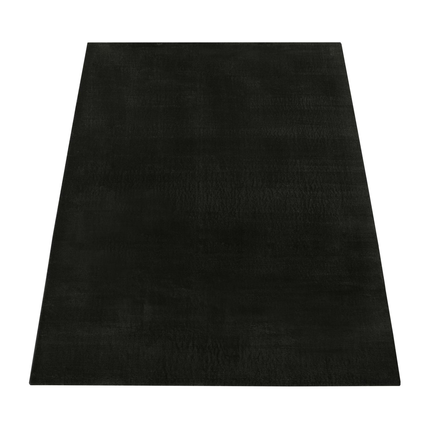 KADIMA DESIGN Teppich waschbar Unifarben Wohnzimmer schmutzabweisend Teppich Kurzflor, Rechteckig, Höhe: 14 mm, Florhöhe: 10 mm, 100% Polyester, Läufer, 60x100cm, Schwarz