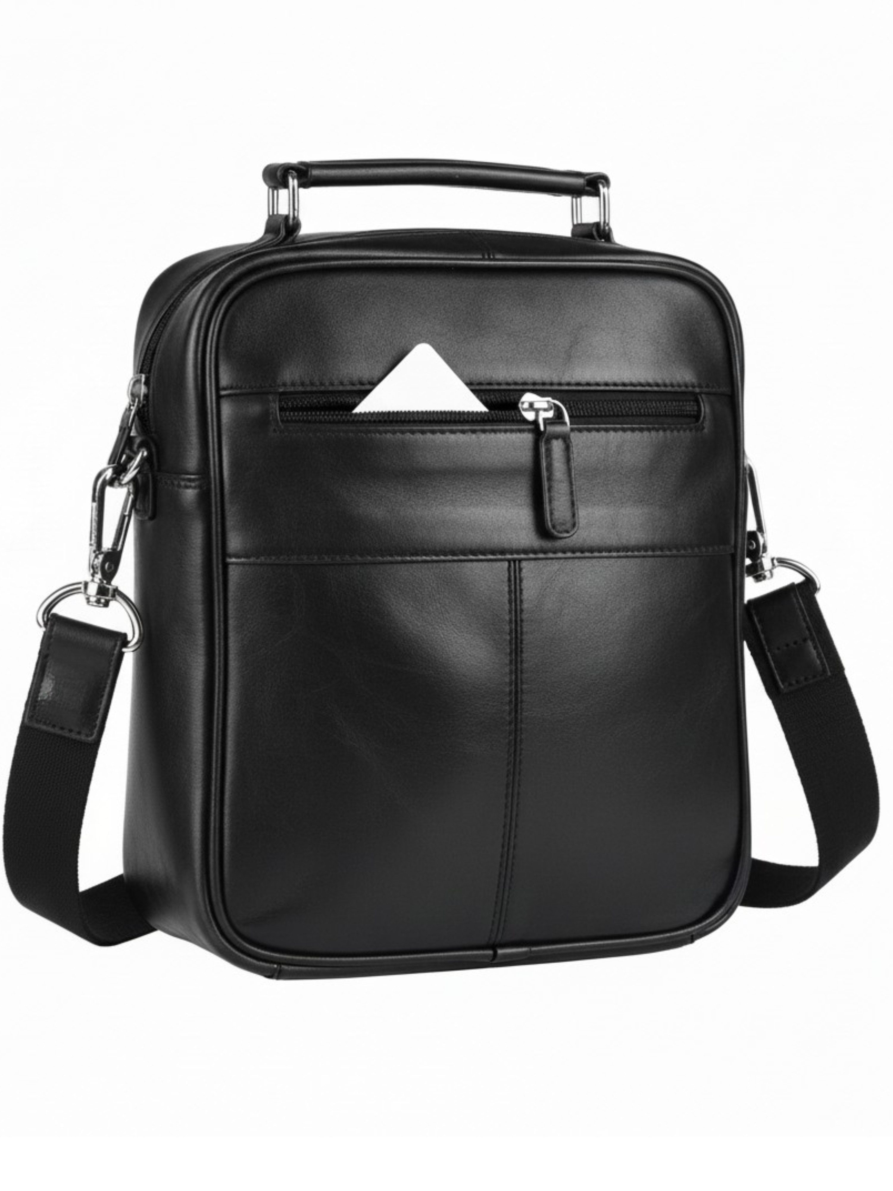 Ella Eisvogel Messenger Bag Leder Messenger Bag Herren Crossbody Schwarz mit Reißverschluss, Herren Tasche weiches Nappaleder, mehrere Fächer, Schultertasche
