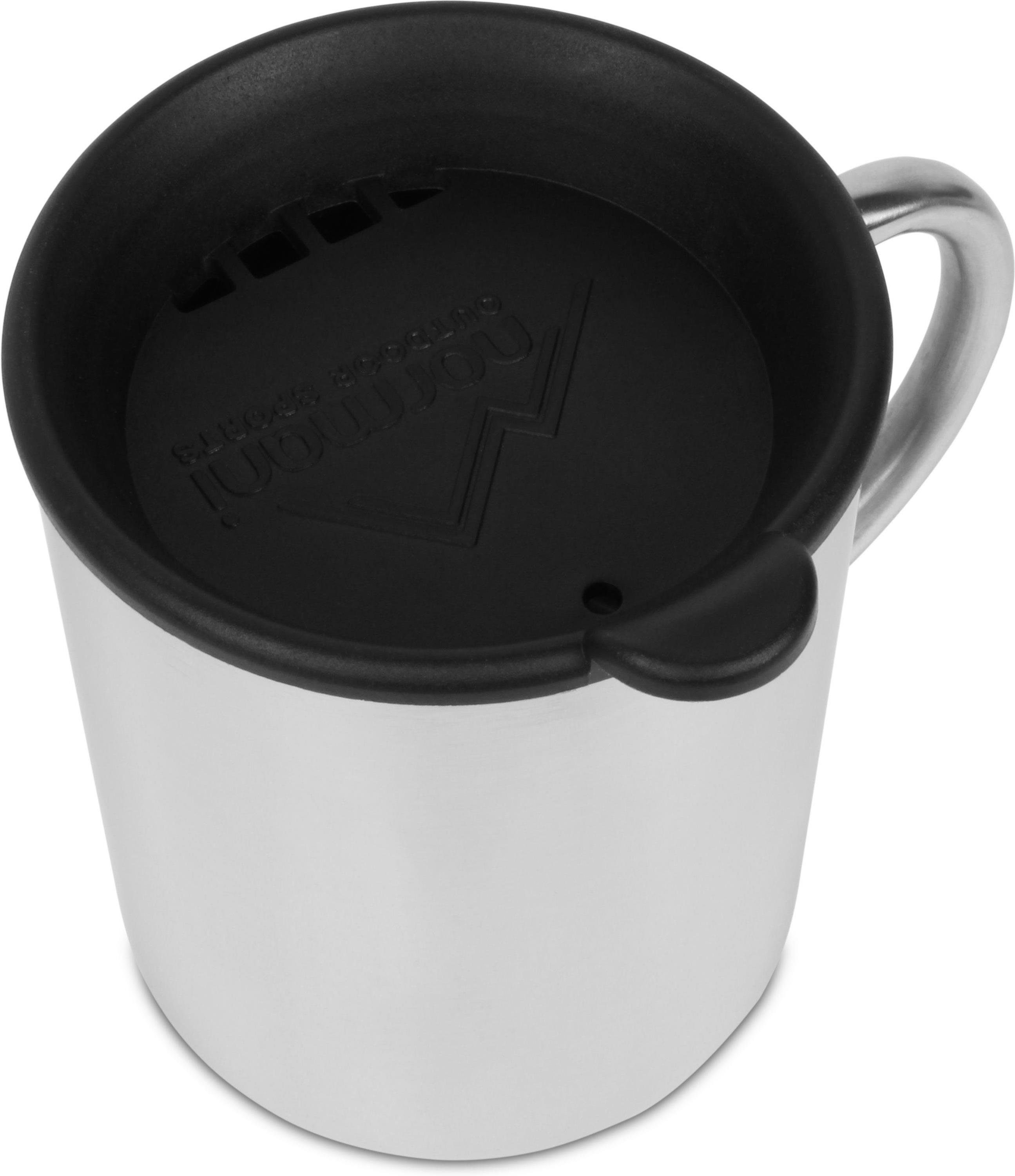 normani Becher Doppelwandiger Thermobecher mit Trinkdeckel, Edelstahl, Outdoor Tasse Edelstahlbecher Thermotasse – Bild 2 von 5