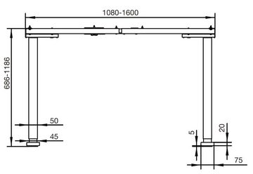 BMG Möbel Schreibtisch eDITION (Tabor, Weißes Gestell), Elektrisch höhenverstellbarer Schreibtisch mit 138 x 67cm Tischplatte, Memoryfunktion, Kollisionschutz, 2-motoriges Gestell, Arbeitshöhe 69 – 119 cm