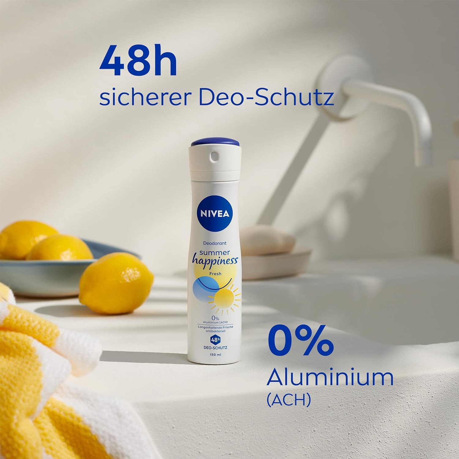 Nivea Deo-Spray Summer Happiness Deo Spray, Deo ohne Aluminium (ACH) mit 48h, 3-tlg.