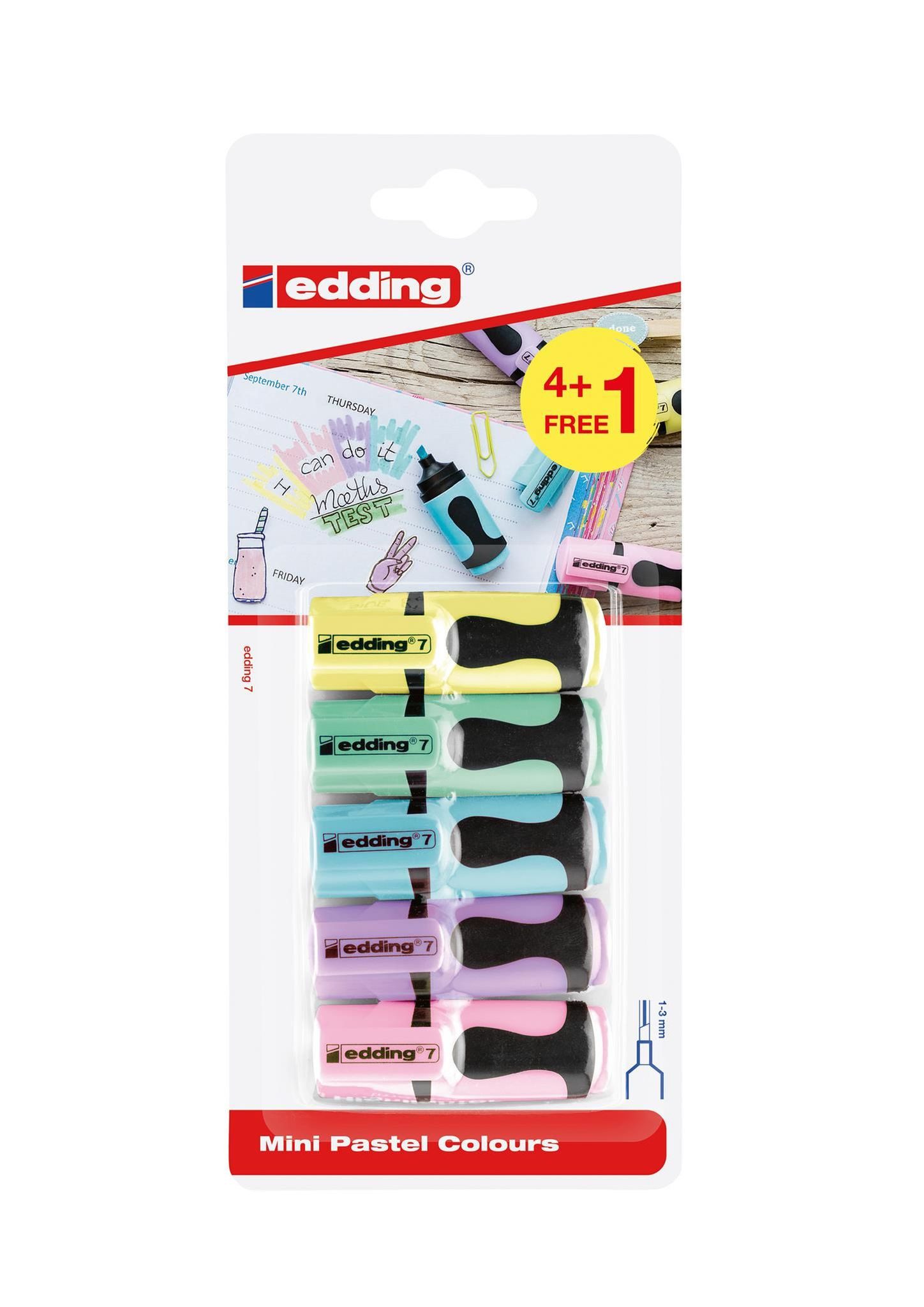 edding Marker Edding Mini Textmarker 7 5er-Blister sortiert pastell BTS