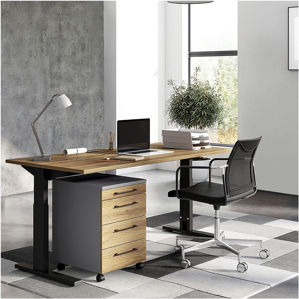 GERMANIA Büromöbel-Set Profiline II, (2-teilig), 160 cm, Schreibtisch mit Rollcontainer