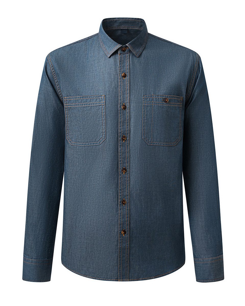 Allthemen Jeanshemd mit Brusttasche Herren Slim Fit Freizeithemd in Retro-S günstig online kaufen