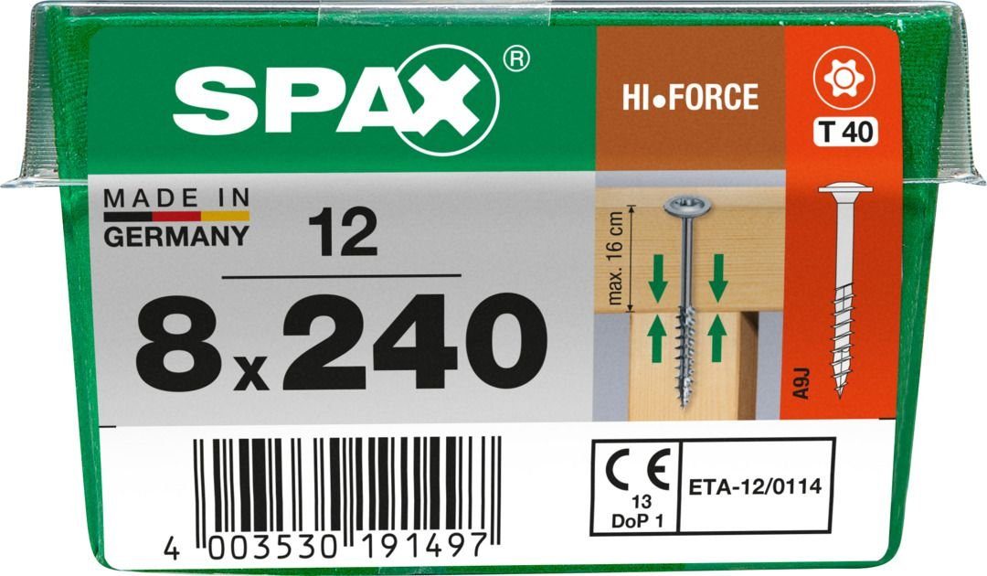 SPAX Holzbauschraube Spax Holzbauschrauben 8.0 x 240 mm TX 40 - 12 Stk.