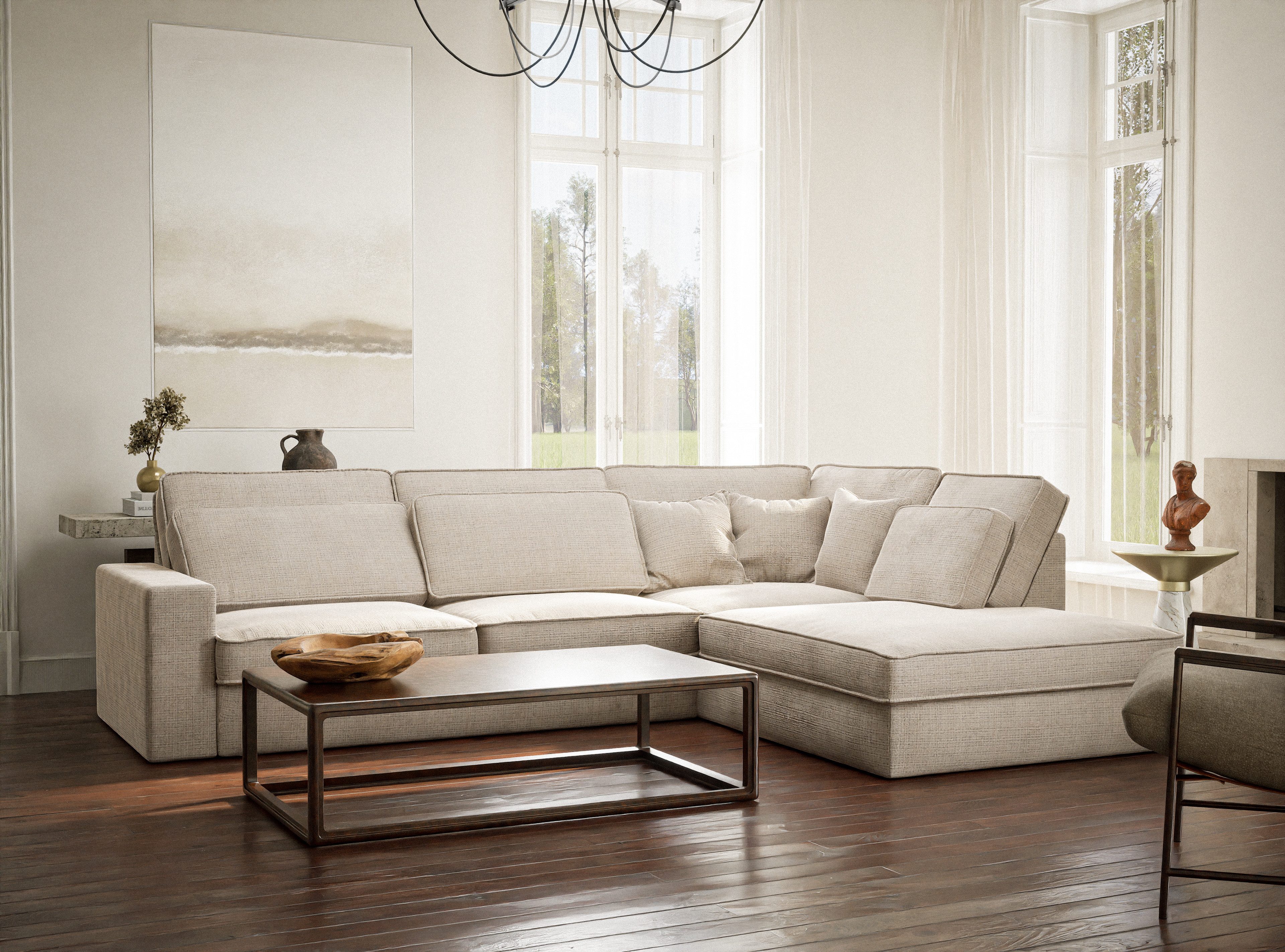Maison de Rêve Ecksofa Kirou, L-Form Sofa, bequemes Ecksofa mit viele Rückenkissen, Eckcouch