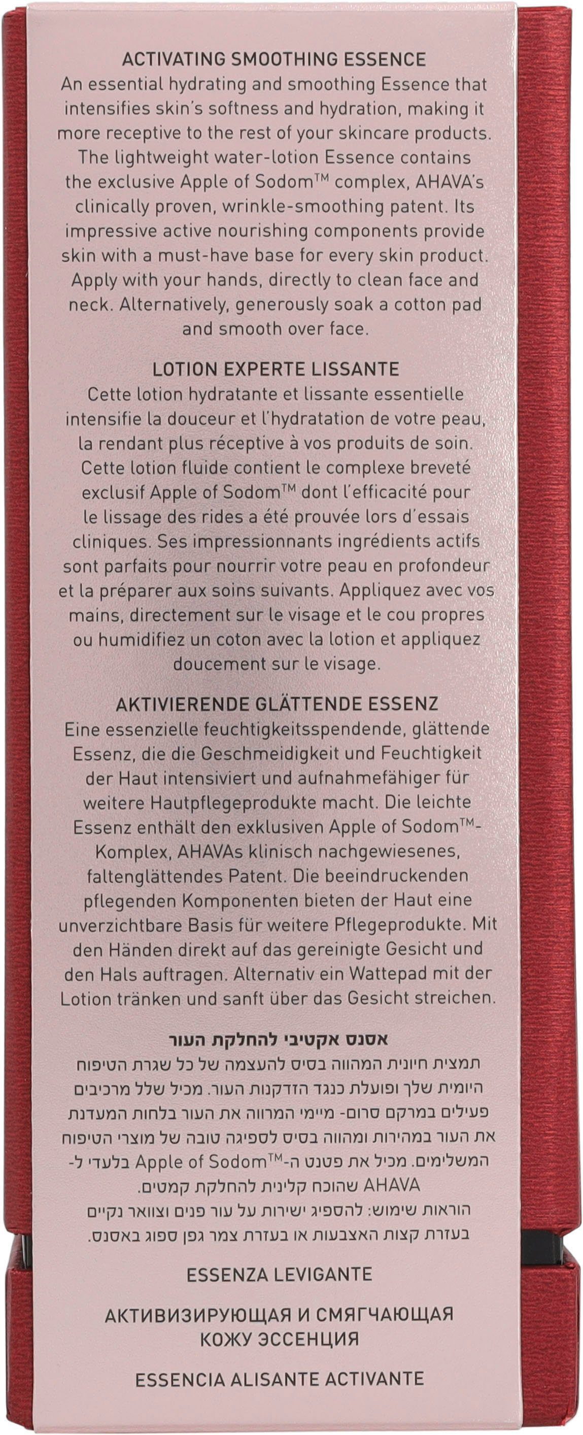 AHAVA Gesichtsemulsion Apple Of Sodom Activating Smoothing Essence, Spendet Feuchtigkeit und glättet die Haut intensiv.