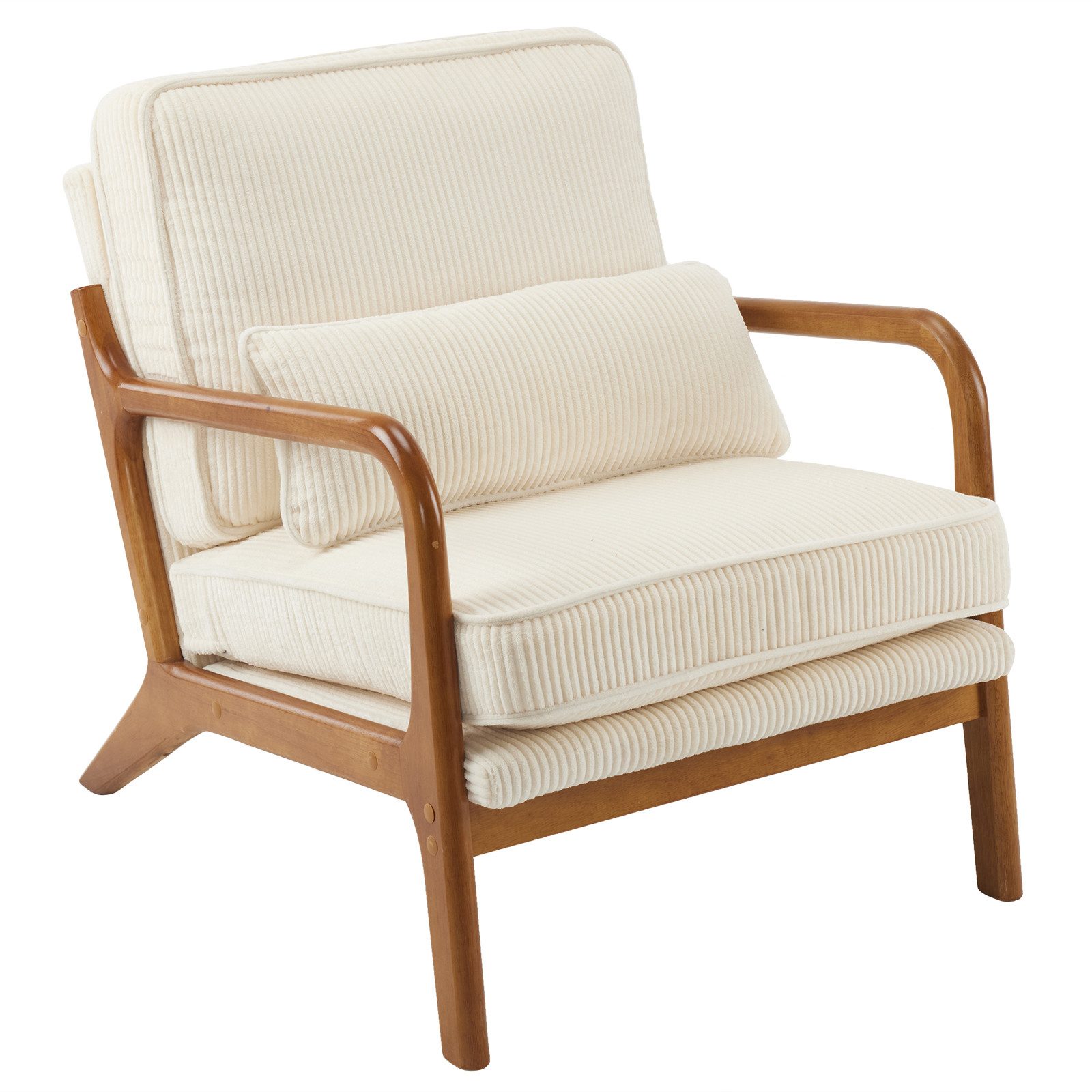 VINGLI Cocktailsessel, Moderner loungesessel, Sessel mit Massivholz, Lesesessel, bis 200 kg belastbar, Cord-Stoff