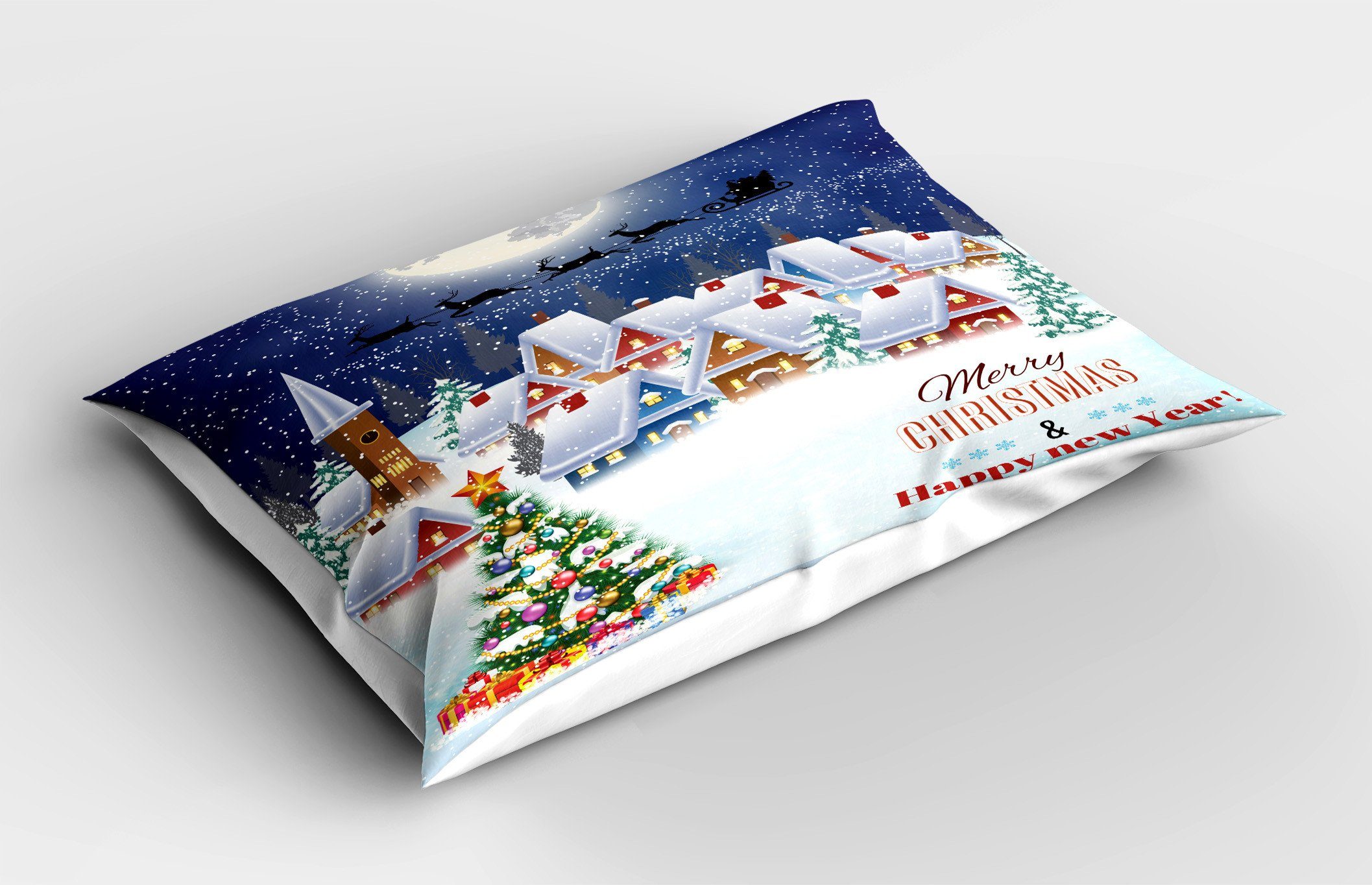 Stück), King Dekorativer Size Abakuhaus Winter-Himmel-Mond-Stern Kissenbezug, Standard Kissenbezüge Weihnachten (1 Gedruckter