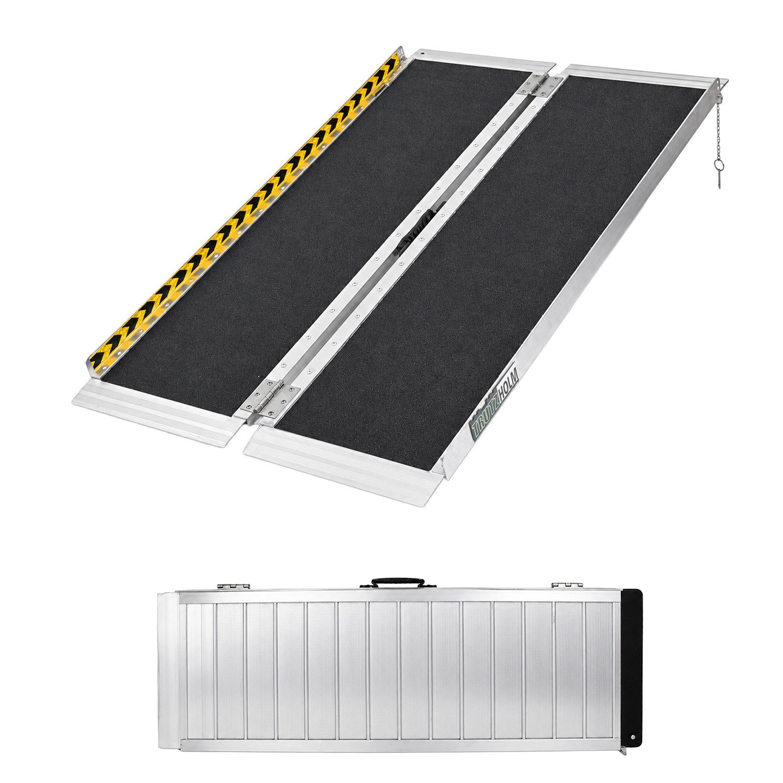 TRUTZHOLM Auffahrrampe Rollstuhlrampe klappbar Traglast 272 kg Länge 122cm Alu mit Tragegriff (1-St), Friktionsbeschichtete, 72,5 cm breite Lauffläche, platzsparend