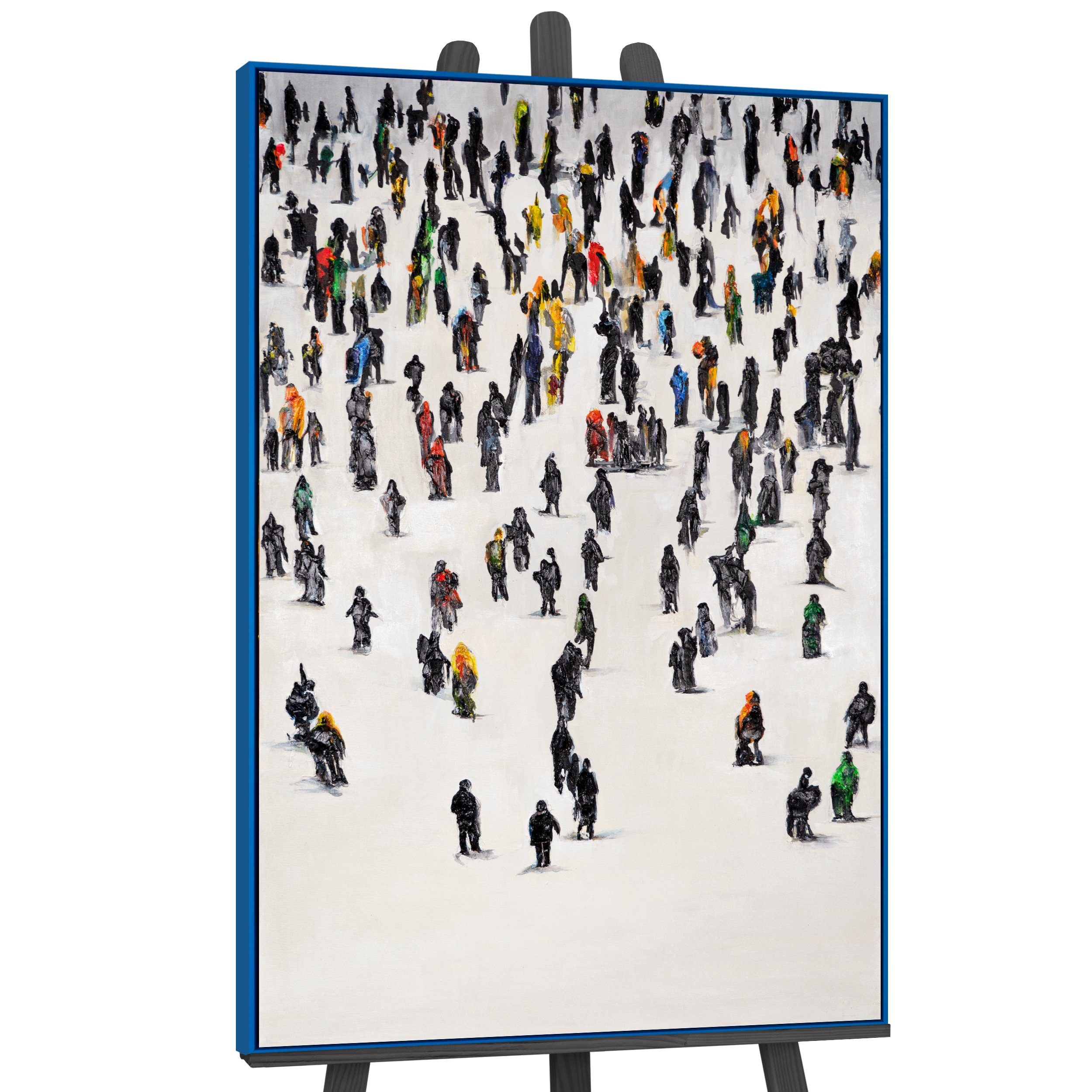 YS-Art Gemälde Kollektive Bewegung, Menschen Mit Rahmen in Blau
