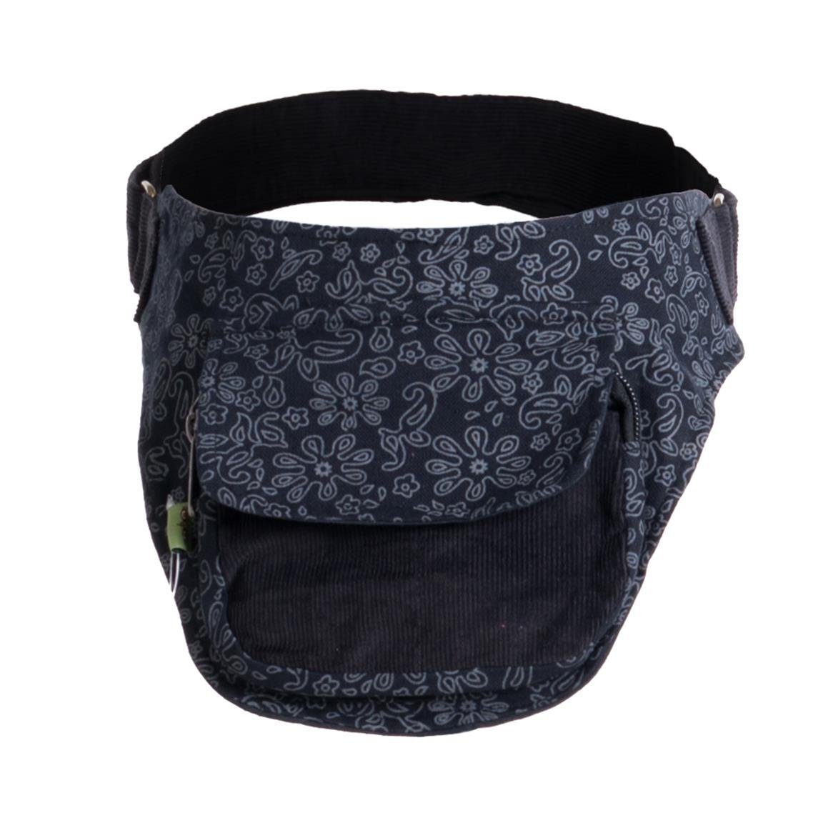 Vishes Gürteltasche Bauchtasche aus Cord Baumwolle - Blumen bedruckt, Hippi günstig online kaufen