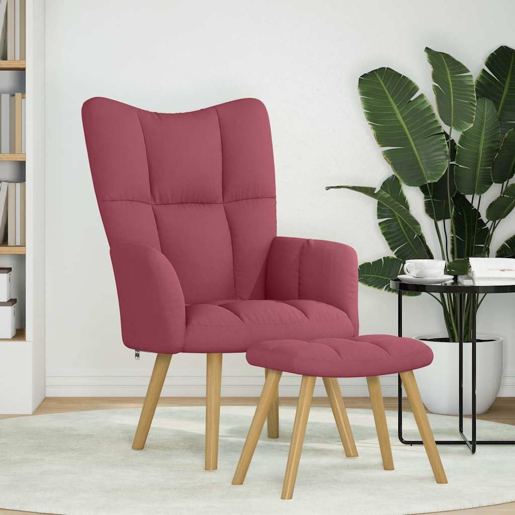 vidaXL Sessel Relaxsessel mit Hocker Weinrot günstig online kaufen