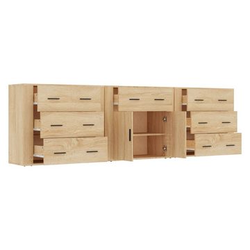 furnicato Sideboard Sideboards 3 Stk. Sonoma-Eiche Holzwerkstoff