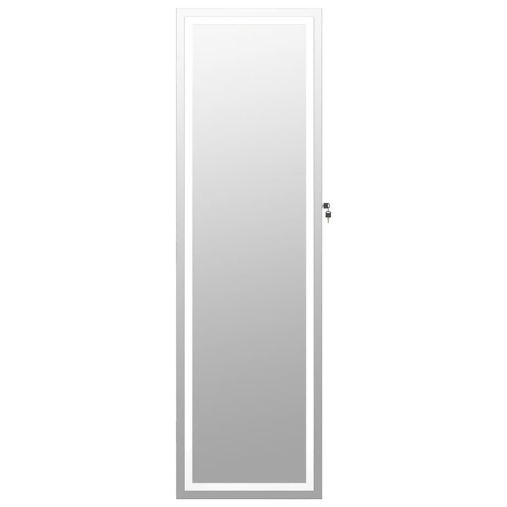 vidaXL Spiegel Spiegel-Schmuckschrank LED-Beleuchtung Weiß Weiß (1-St) Weiß mit Wandmontage 