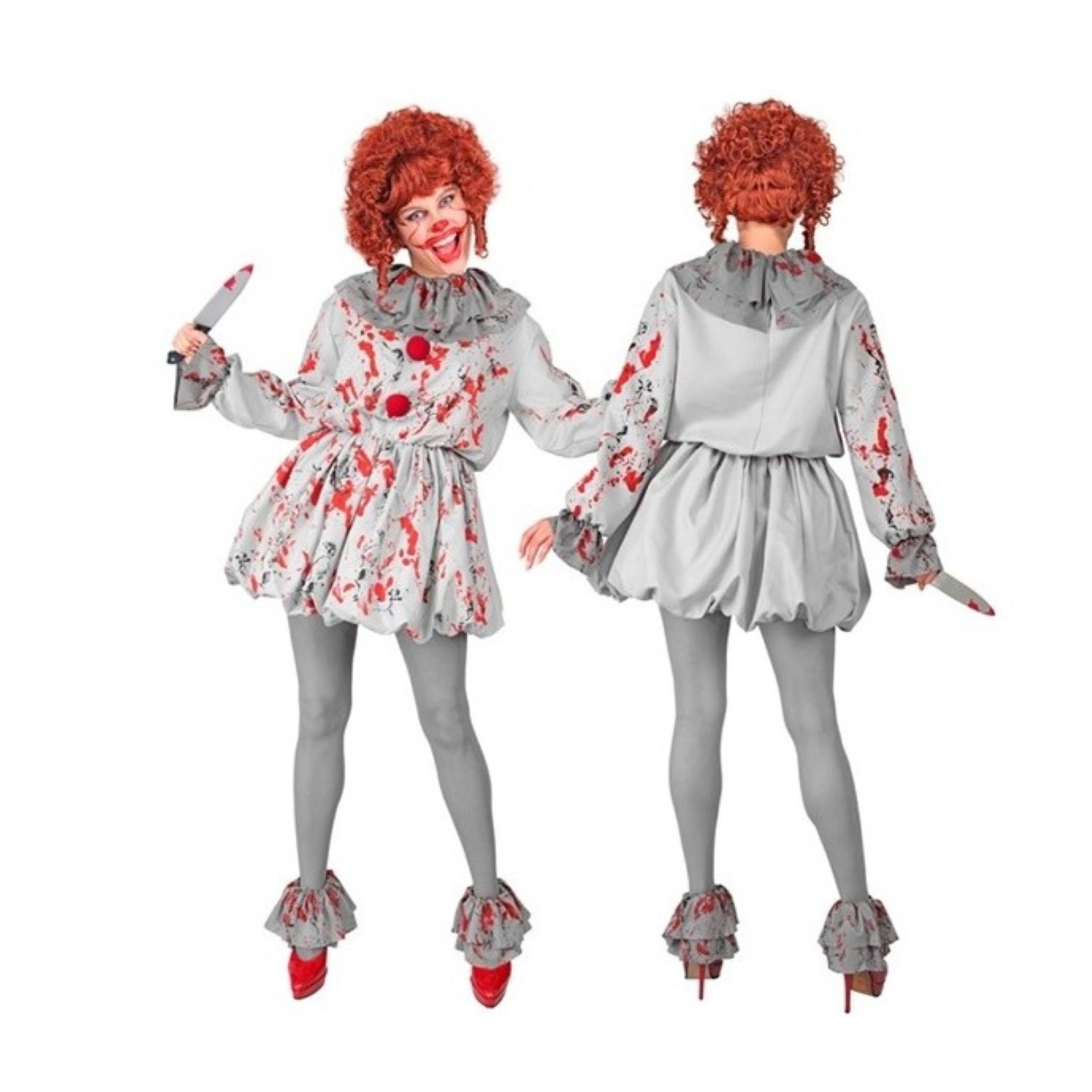 Widmann S.r.l. Clown-Kostüm Kostüm 'Vintage Horror Clown' für Erwachsene, Gra