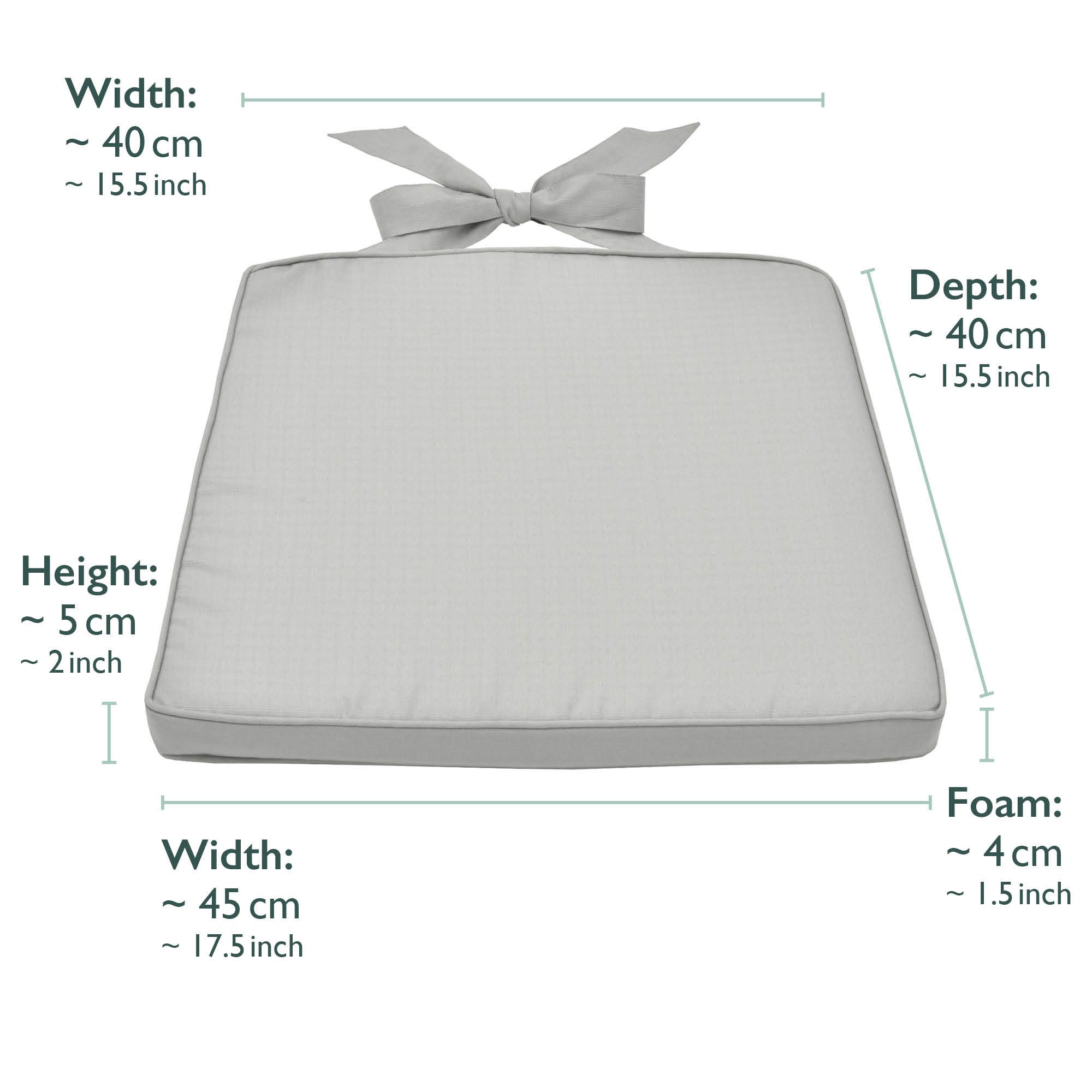 Beautissu Stuhlkissen 4er Set Stuhlkissen Pia, 40x45cm, Hellgrau, Sitzkissen Gartenstuhlkissen, Sitzpolster für Rattanstühle, Outdoor