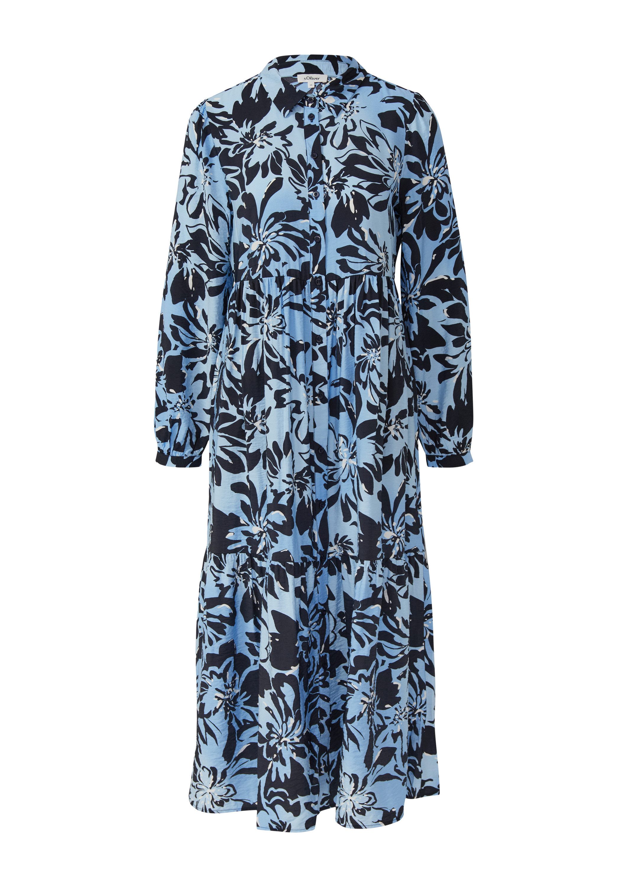 s.Oliver Midikleid Kleid Strukturiertes Viskosemix-Kleid im A-Shape mit Ein günstig online kaufen